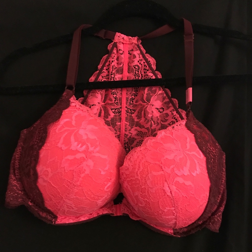 Pink & Maroon Lace Victoria’s Secret PINK Bra 36DD